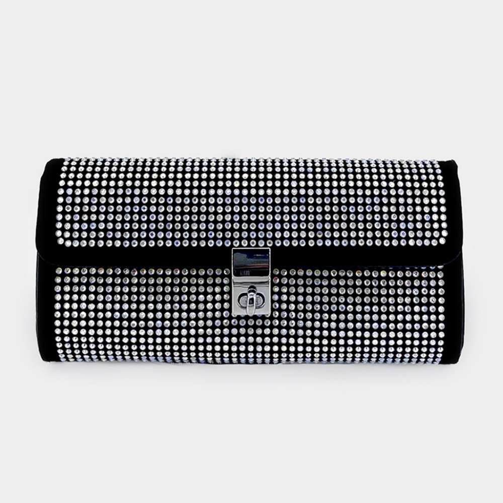 Black Silver Rhinestone CrossBody Shoulder Purse Fashion Statement Accessory